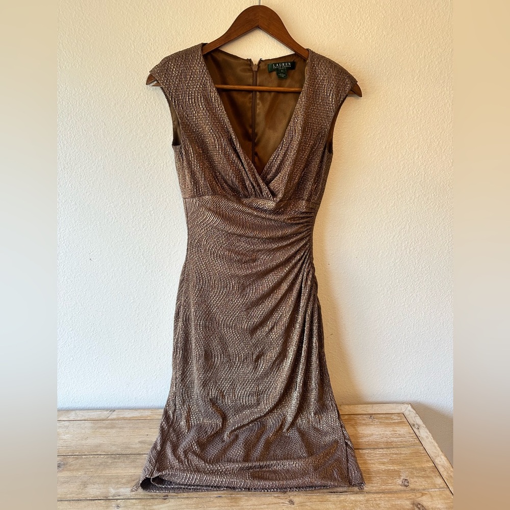 Lauren Ralph Lauren Metallic Gold Dress Size 2